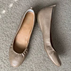 Nude Tan Leather Ana Flats Cushioned Sole